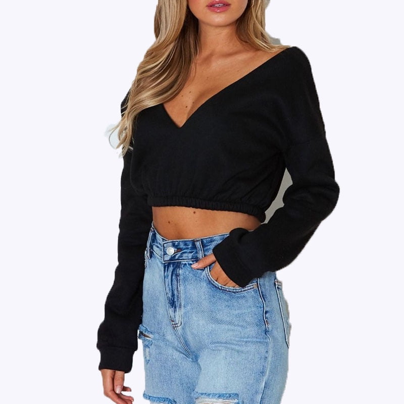 long sleeve crop top sweater