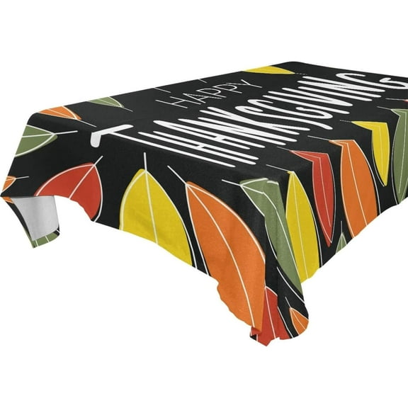 SKYSONIC 60"x120" Square Tablecloth with Happy Thanksgiving Prints, Anti-Wrinkle and Smooth Table Cloth for Kitchen/Home Party Decoration