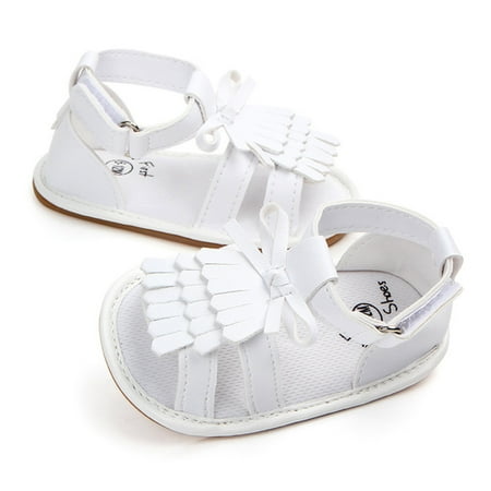 

Aayomet Infant Girls Open Toe Tassels Shoes First Walkers Shoes Summer Toddler Flat Sandals 6 Month Sandals Girl White 6