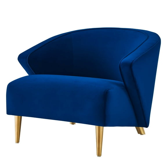 Armchair Accent Chair, Blue Navy, Velvet, Modern Contemporary, Mid Century Living Hotel Lounge Cafe Lobby