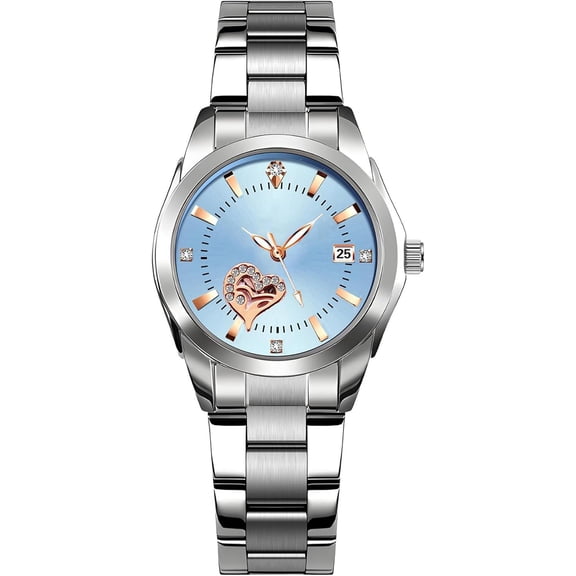 Watches for Women Analog Quartz Silver Stainless Steel Watches Luminous Waterproof Ladies Dress Watch