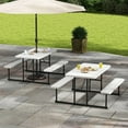 thumbnail image 2 of Auranook Picnic Table Bench Set for 2-4 People Outdoor Rectangular Camping Dining Table, HDPE Tabletop, Metal Frame, 2 of 9