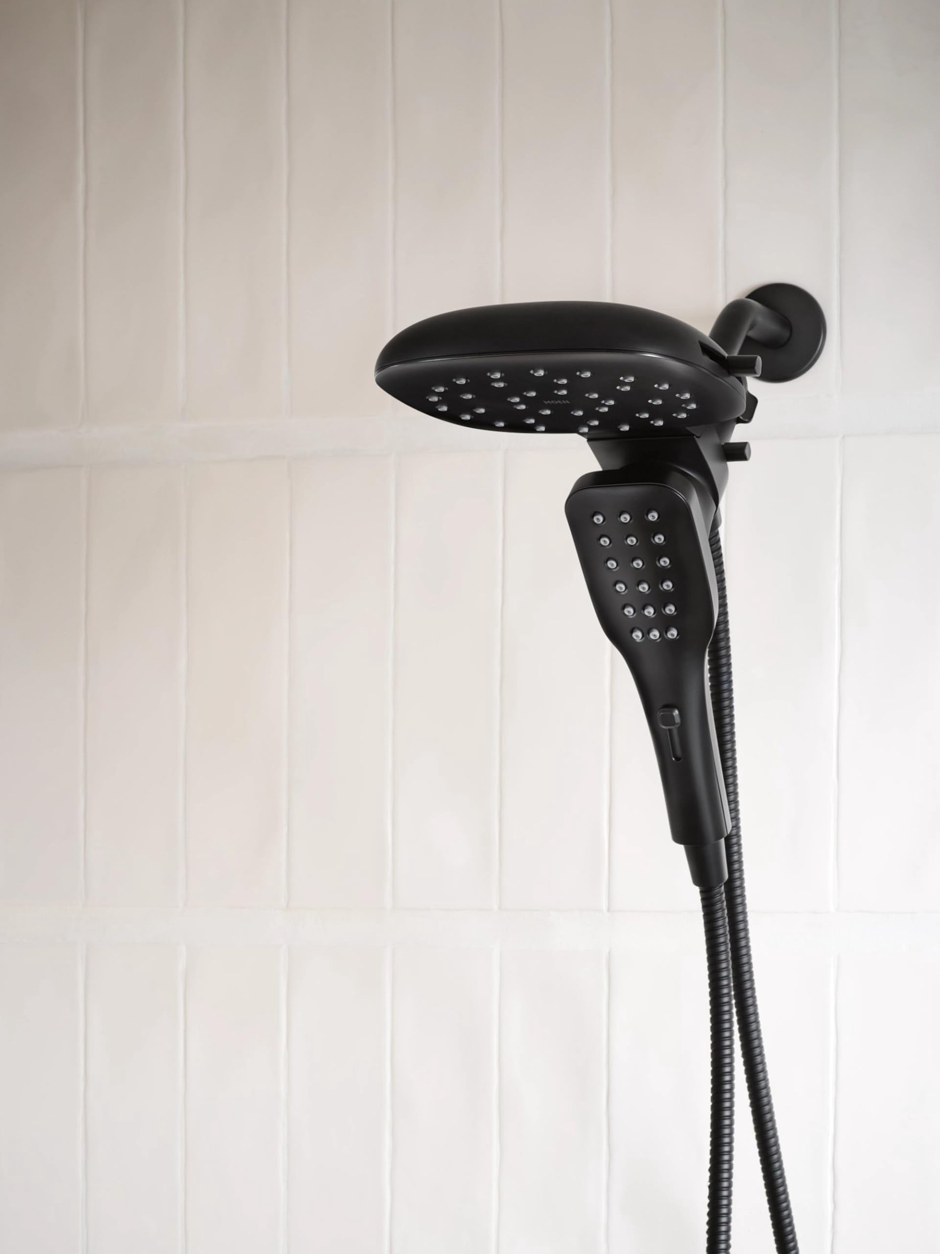 Moen Verso Eco-Performance Infiniti Dial Square Rain Shower Head with Detachable Hand Shower Combo, 7-Inch Spray Head, Matte Black, 220C5EPBL