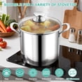 thumbnail image 4 of Walchoice 10 Quart 18/10 Stainless Steel Stockpot with Glass Lid, Extra Large Soup Pot Cookware with Measuring Markings for Cooking Simmering Stewing, Dishwasher Safe, 4 of 7