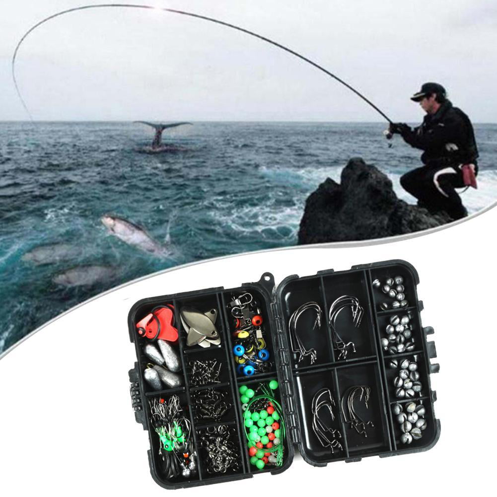【188PCS】Fishing Accessories Kit set with Tackle Box Pliers Jig Hooks Swivels