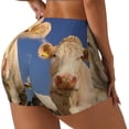 thumbnail image 2 of Vsdgher Cows Cattles print Workout Shorts for Women Seamless Soft Smooth Gym Yoga Scrunch Active Exercise Fitness Shorts, 2 of 8