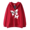thumbnail image 3 of Dark hip hop gótico Harajuku Y2k estampado de mariposa cremallera Sudadera con capucha hombres y mujeres Harajuku chaqueta sudadera, 3 of 5