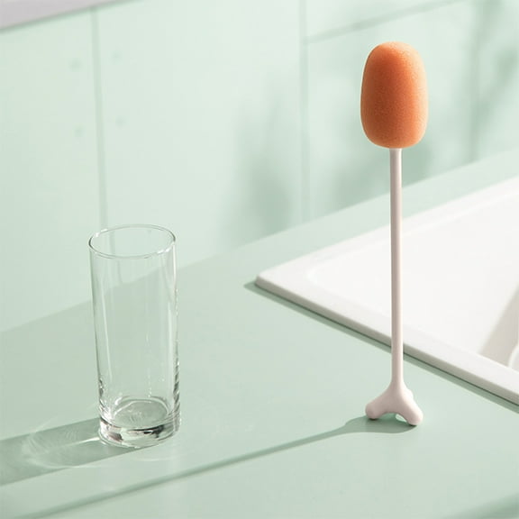 Gnmfd Bottle Cleaning Sponge Brush with Stand, Long Handle for Feeding Bottles, Glass, Water Bottles, Wine and Carboy, Soft Sponge Head for Tough Stains, Ergonomic Grip for Kitchen and Home Cleaning