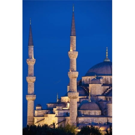 Turkey, Sultanahmet or Blue Mosque at dusk - Istanbul Poster Print, 24 x 38 - Large