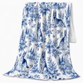 thumbnail image 2 of Chinoiserie German Shepherd Dog Garden Scene, Festive Pet Portrait Pattern, Warm Flannel Blanket for Living Room and Reading Nook, Dog Lovers Friendship Gift, Pet Lover Home Decor, 2 of 9