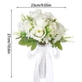 thumbnail image 5 of Wedding Blossom Bouquet Bridal Hand Bouquet Artificial Silk Flowers with Ribbon for Wedding White, 5 of 9