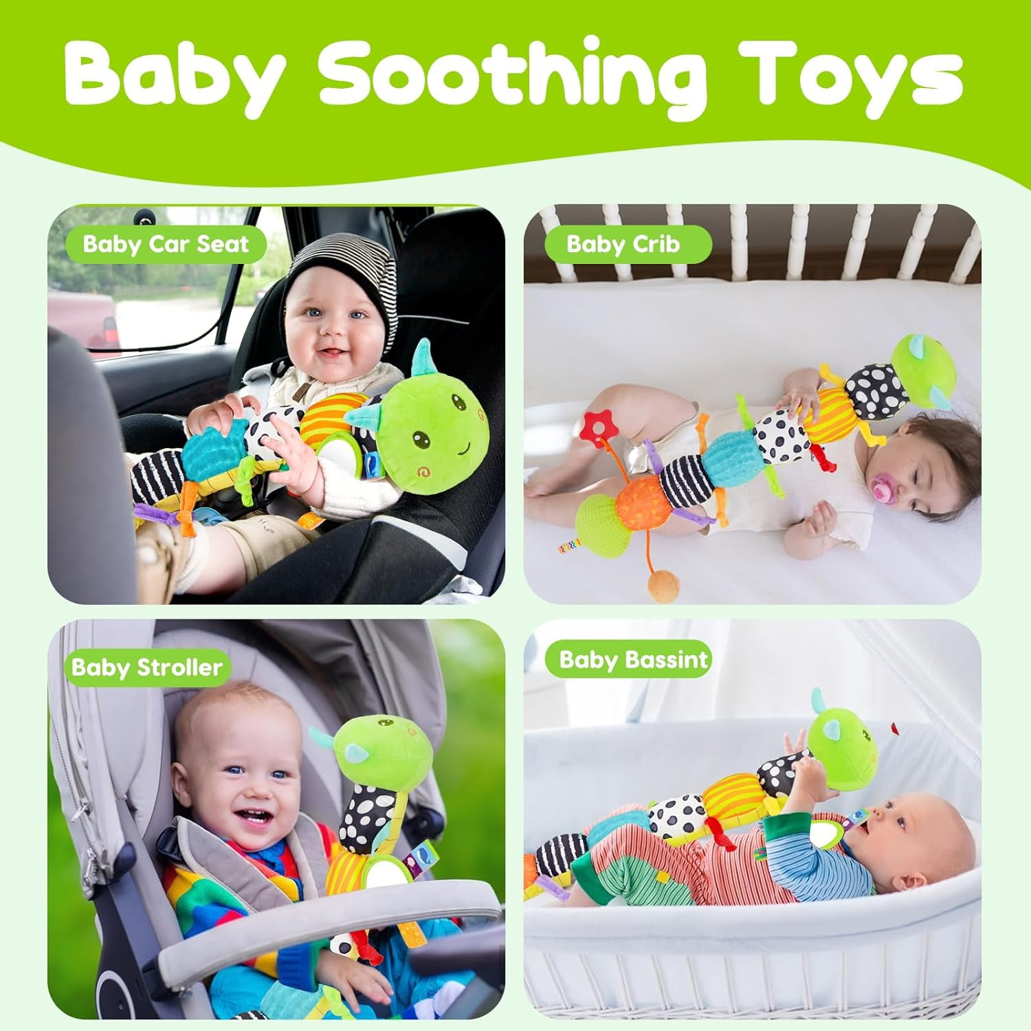 Baby Boy Toys 0-6 Months,Infant Musical Caterpillar Toys Stuffed Animals with Ruler Design,Mirror,Pull String&Ring Bell,Baby Boy Toys 6 to 12 Months,Infant 3 4 5 7 8 9 Months Old Baby Toys