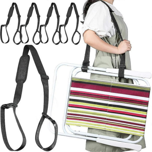 5 Pcs Carry Strap for Beach Folding Chair, Adjustable Beach Chair Straps Shoulder Carrying Straps for Folding Chair Umbrella Backpack (Black)