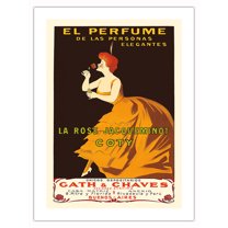 La Rose Jacqueminot by Coty - The Perfume Of Elegant People - Vintage French Advertising Poster by Leonetto Cappiello c.1904 - Bamboo Fine Art 290gsm Paper (Unframed) 12x16in