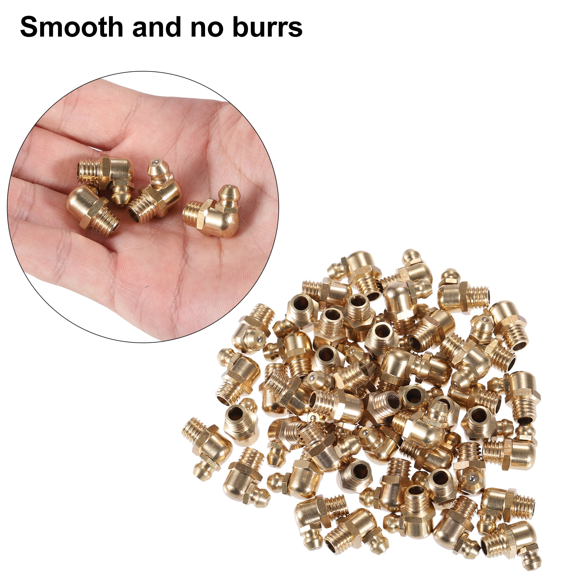 50 Pcs M8x1.25 Grease Nipple Fitting 90 Degree Right Angle Brass Grease Zerk Fitting Adapter for Car