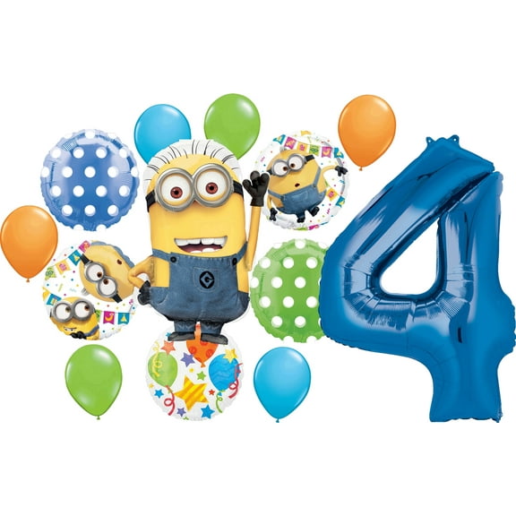 Minions 4th Birthday Party Supplies Despicable Me Kevin Balloon Bouquet Decorations