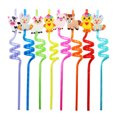 thumbnail image 1 of 24 pajitas reutilizables de plástico para beber de animales de la selva para niños, suministros para fiestas temáticas de animales de granja en colores aleatorios, 1 of 8