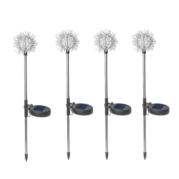 Ounissouiy 4 Uds. De luz LED Solar para exteriores, luces de diente de león, decoración de jardín, lámpara de cadena, patio, IP65, lámparas de hadas de Jardín y Patio Blanco frío