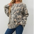 thumbnail image 2 of Fshinging Oversized Hoodie Womens Sweatshirts Maple Leaf Print Camo Long Sleeve Crewneck Loose Fit Pullover Sweaters, 2 of 6