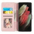thumbnail image 3 of Wallet Case for Samsung Galaxy S21 Ultra, PU Leather Shoulder Strap Lanyard Crossbody Flip Cover with Card Slots Magnetic Kickstand Shockproof Case, Pink, 3 of 7