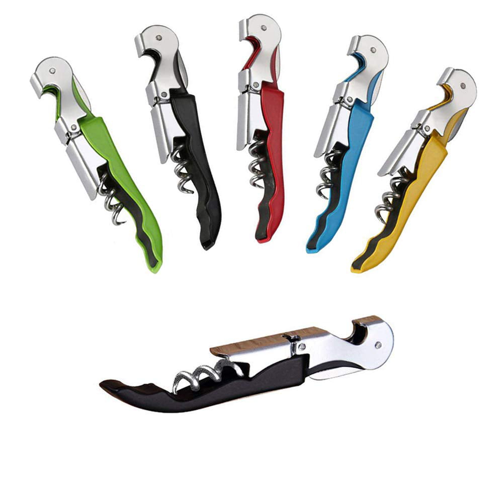 Colorful Corkscrew Doubled Hinged Waiters Wine Bottle Opener Foil Cutter 
