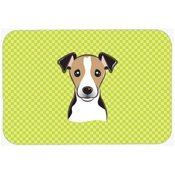 Carolines Treasures  Checkerboard Lime Green Jack Russell Terrier Mouse Pad- - 7.75 x 9.25 In.