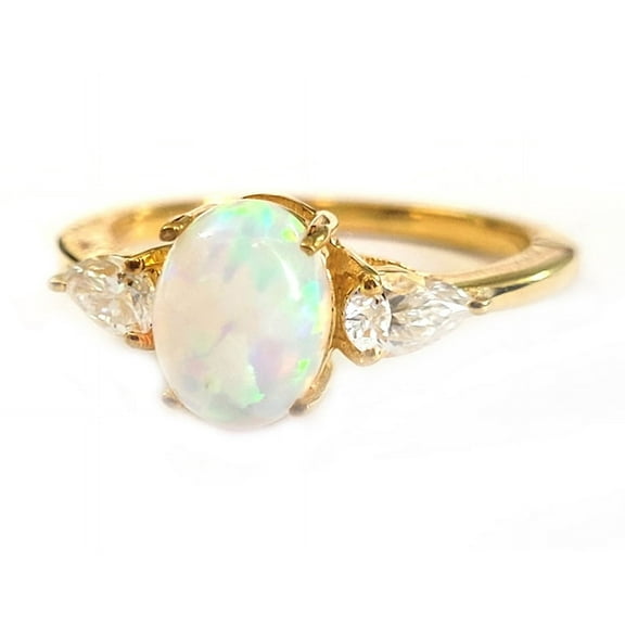 ArtpalaceByMitika Australian Oval Cut Opal Engagement Ring, Unique 925 Sterling Silver Opal Ring, Cluster Ring, Bridal Women Promise Dainty Anniversary Ring