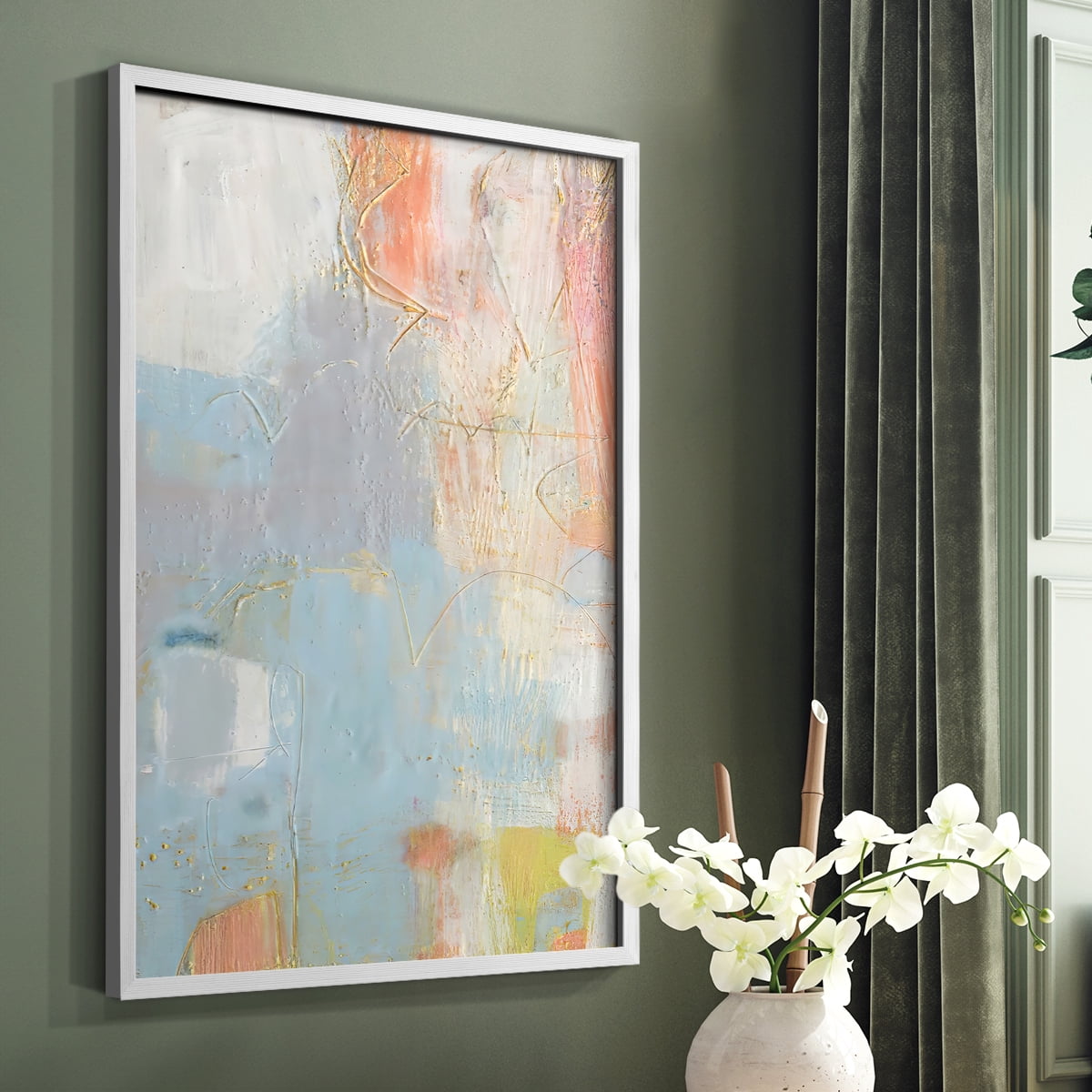 Cully II Framed Print in White Solid Wood Framed Print No Nail Hanging