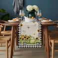 thumbnail image 2 of Sunflowers Table Runner - 120 Inch Long, Kitchen Dining Table Runner Dresser Scarves, Spring Farmhouse Vintage Truck Leaf Black Plaid Farmhouse Decor for Coffee Tables Wedding Party Banquet, 2 of 8