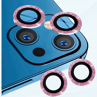 Compatible with iphone 13 13 mini Camera Lens Protector Bling, Apple iPhone 13 Camera Cover Sparkly, Camera Protector 13 13mini, Glitter Lens Protector with Clear Glass, (Pink)