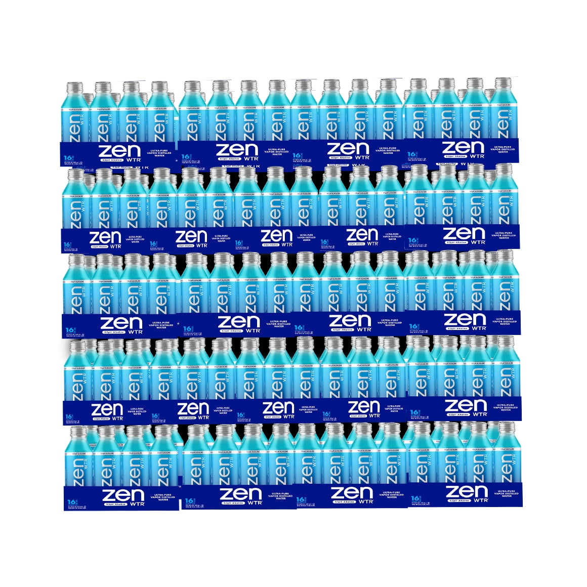 ZenWTR Ultra-Pure, Vapor Distilled Water, 16 OZ (Pack of 12) Bottled Water, 9 pH Alkaline Water with Electrolytes for a crisp, refreshing taste in an infinitely recyclable aluminum bottle.