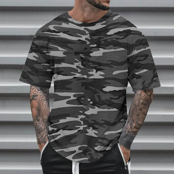Qertyioot Mens Hipster Shirts Clearance Summer Fashion Casual Men's Round Neck Printed T-shirt Top