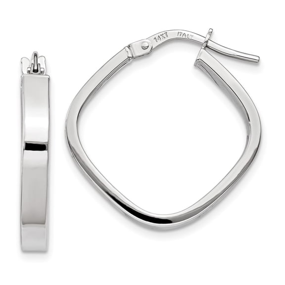 10K White Gold Flat Edge Square Hoop Earrings