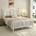 thumbnail image 2 of EBERY Queen Size Metal Bed Frame with Butterfly Pattern Design Headboard & Footboard, Underbed Storage, White, 2 of 9