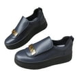 thumbnail image 5 of Womens Platform Walking Shoes Metallic Leather Height Increasing Slip on Fashion Sneakers Casual Work Flats Loafers, 5 of 6