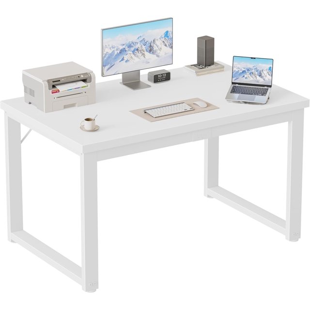 unbranded 40 Inch Computer Desk, 1.2" Thick Modern Simple Study Writing Table, Heavy Duty Industrial Office Desk for Home Bedroom Workstation, White