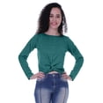 thumbnail image 1 of Moomaya Haut Court à Manches Longues avec Nœud devant pour Femmes T-Shirt d'Été Uni, 1 of 7