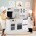 thumbnail image 5 of Pirecart Kids Pretend Play Kitchen Toddler Kitchen Playset with Utensils, Microwave, Storage Boxes, Lights & Sounds, Birthday Gift for Age 3+ Girls and Boys, White, 5 of 8