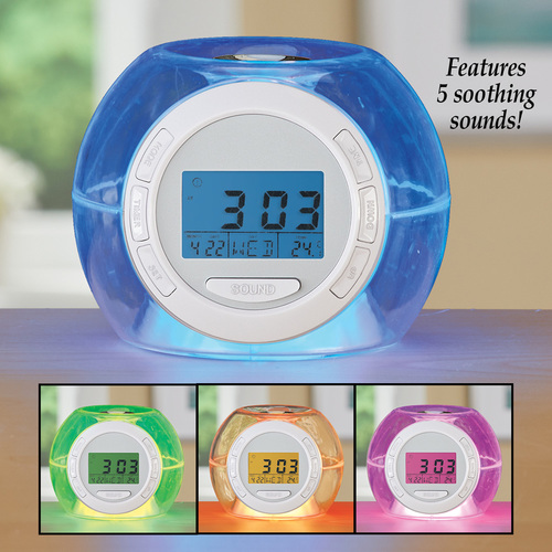 Ambient Color Changing Night Light Alarm Clock with Nature Sounds To
