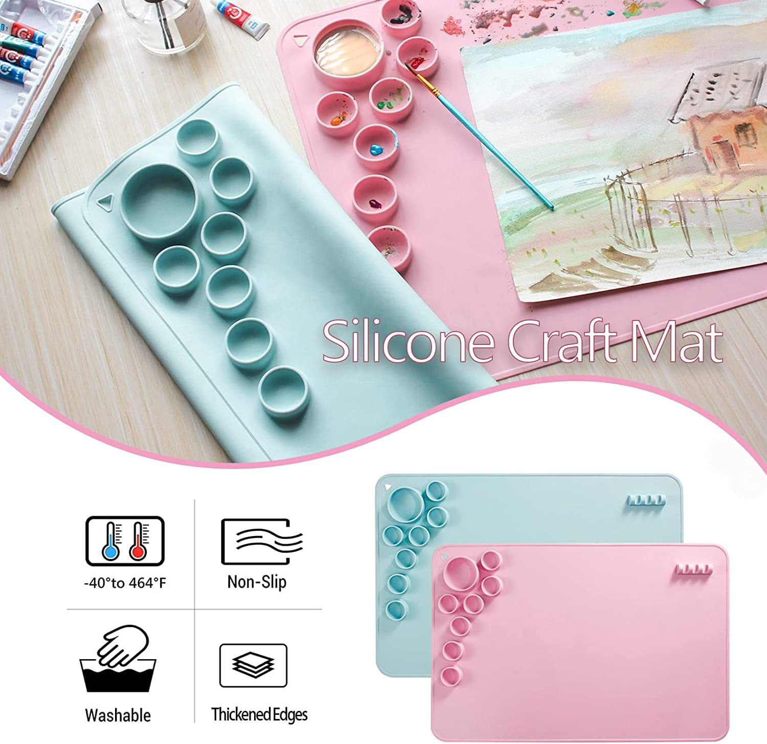 Silicone Craft Mat Painting Mat With Cleaning Cup, Nonstick Silicone Sheet  Set For Art, Diy, Drawing, Clay And Play Doh