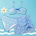 thumbnail image 2 of SGMVNU Girls 3 Piece Swimsuits Cute Bathing Suit Triangle Bikini Set with Beach Cover up Skirt Teen Kids Swimwear for Age 11 Years Kids, Sky Blue-E, 2 of 6