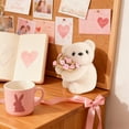 thumbnail image 5 of Taotanxi Adorable Snot Bear Embracing Flower Rose Combination Table Stuffed Animal - Pocket-Sized Fun - On-The-Go Play - White 5.5 Inches, 5 of 6