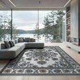 thumbnail image 2 of ODIKA 8'x10' Washable Area Rug Distressed Boho Ornate Vine Geometric Border Center Beige Vintage Refined for Living Room, Under Sectional, Family , Durable, Non-Slip, 2 of 7