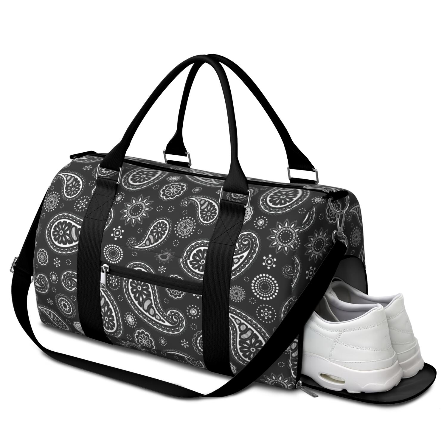 Boho Womens Gym Tote Duffle Bag with Wet Pocket & Shoe Compartment, Floral Checkered Travel Duffel Bag Overnight Weekender Hospital Tote Girls Workout Carry on Bag with Luggage Sleeve