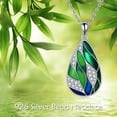 thumbnail image 2 of S925 Sterling Silver Green Bamboo Leaf Necklace Enamel Jewelry for Women Green Teardrop Pandent Birthday Gifts, 2 of 6