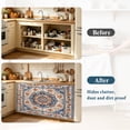 thumbnail image 4 of Blue Burnt Orange Boho Sink Skirt 11"Wx13"L,Dustproof Under Sink Curtain with Self Adhesive Tape,Antique Southwestern Ethnic Cabinet Curtain Cover for Bathroom Vanity,RV,Kitchen Cabinet Storage Shelf, 4 of 9