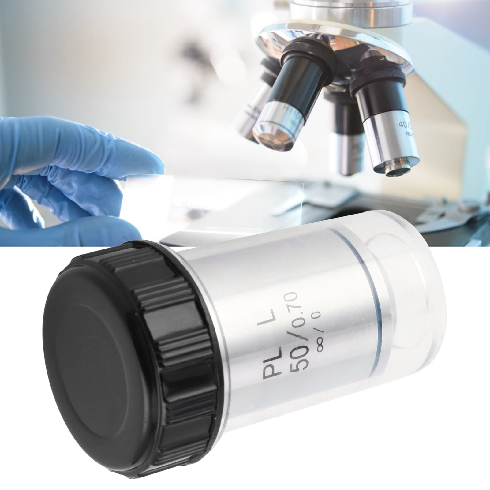 Objetivo De Microscopio 1X Acromático - Roscado RMS 20.2 Mm, Para Microscopios Biológicos, Cobre Y Vidrio