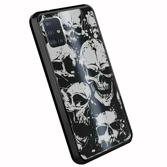 DALUX Ultra Slim PC-TPU Phone Case Compatible with Samsung Galaxy A51 4G (2019) - Gray Skull Pile