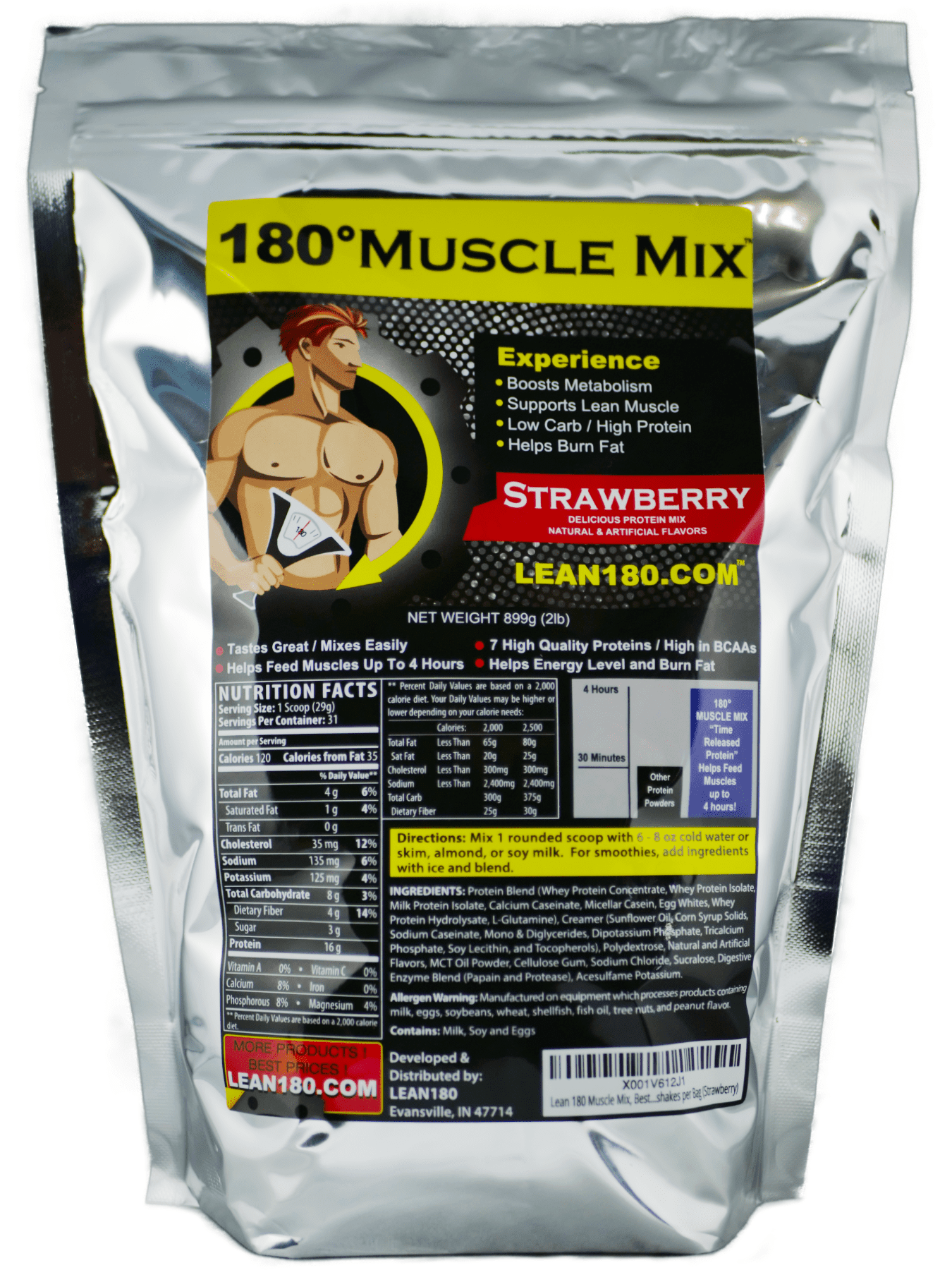 Lean 180 Muscle Mix | Best Tasting Protein Shake, Meal Replacement Drink | Helps Burn Fat, Build Muscle, Boost Energy | 31 Shakes (Strawberry)