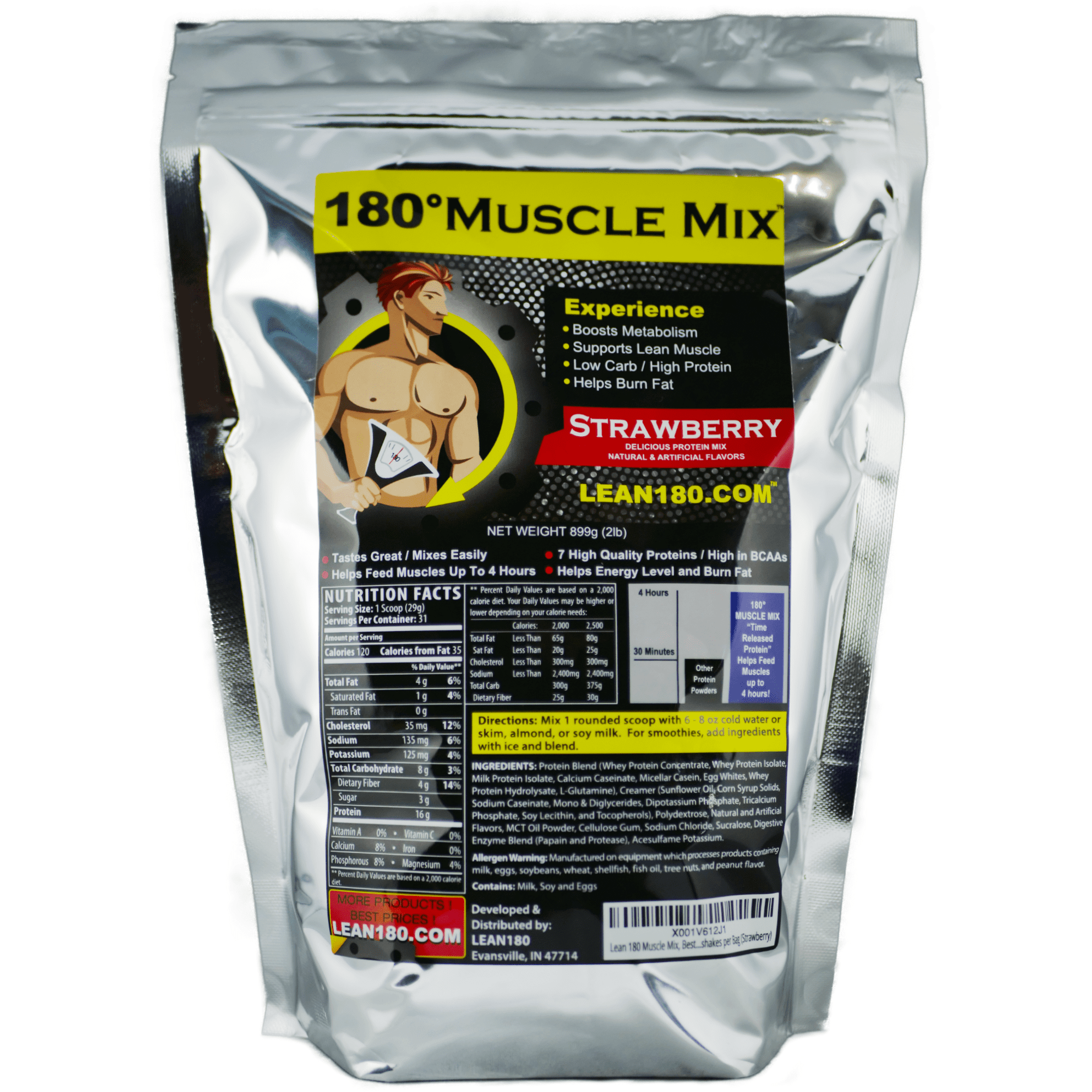 Lean 180 Muscle Mix | Best Tasting Protein Shake, Meal Replacement Drink | Helps Burn Fat, Build Muscle, Boost Energy | 31 Shakes (Strawberry)